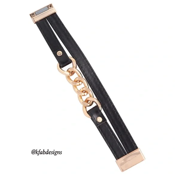❤️LAST 1! LEATHER CHAIN MAGNETIC LOCK WRAP BRACELET- Black - Picture 2 of 3